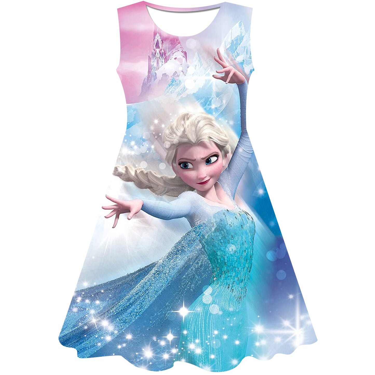 Elsa Printed Girls Dress 0-7Y