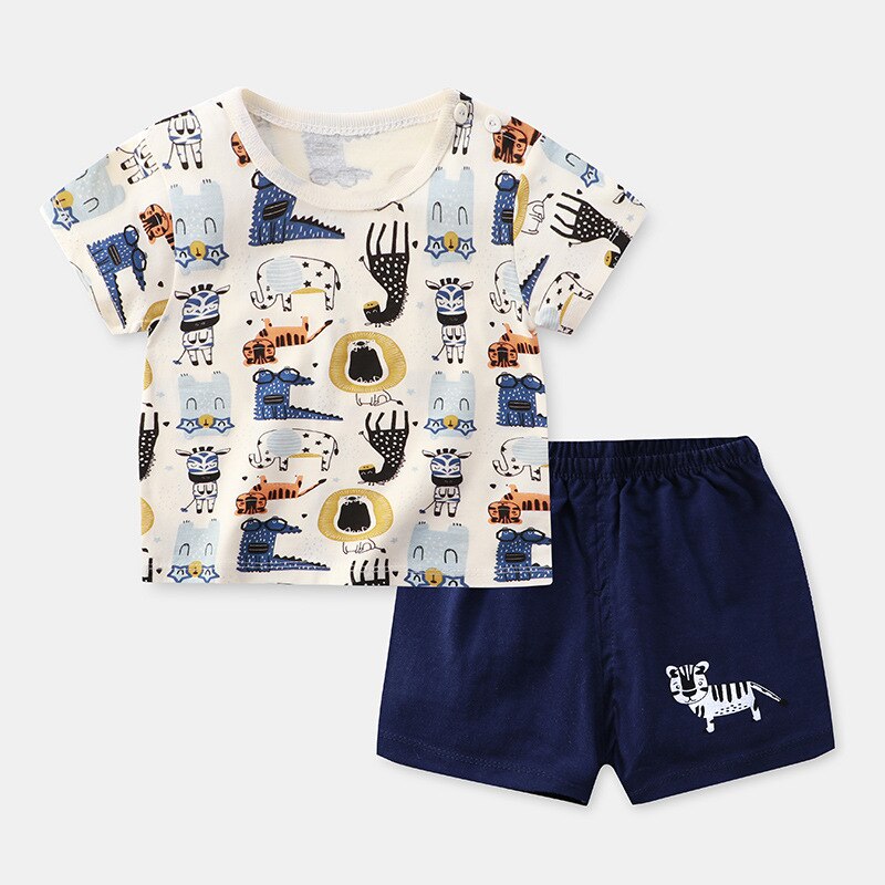 Two Pieces Cotton Summer Baby Boys Girls Short Sleeve set