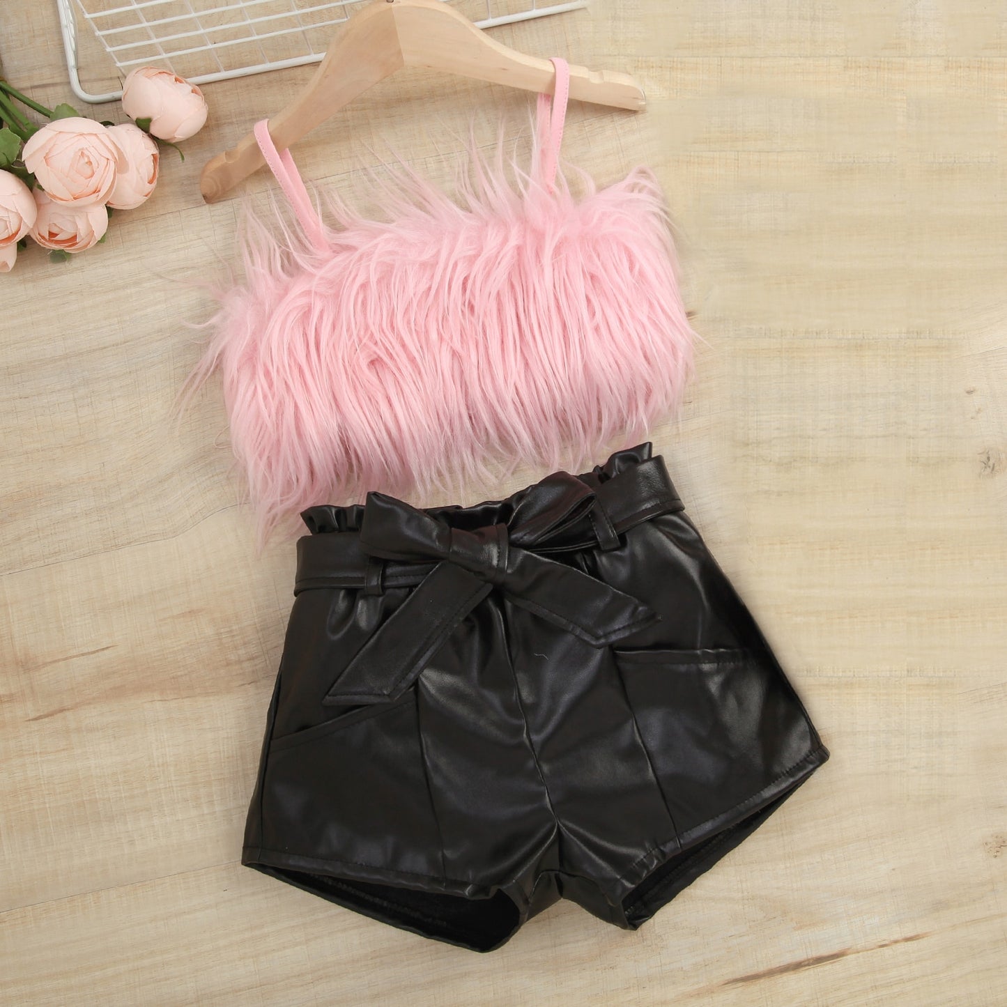 2-7Y Girls Pu Leather Shorts Summer Outfits