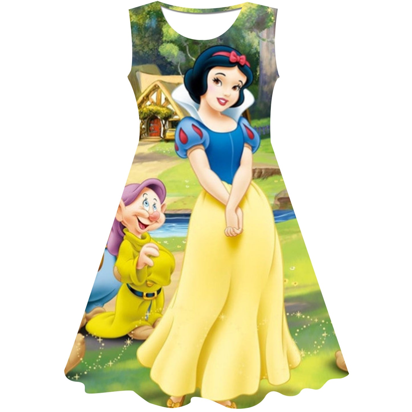 Cartoon Print Baby Girls Princess Dress