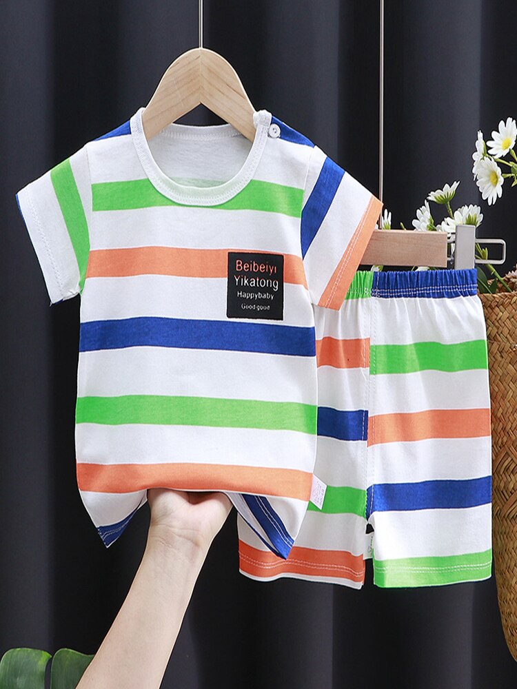 Two Pieces Cotton Summer Baby Boys Girls Fashion Set